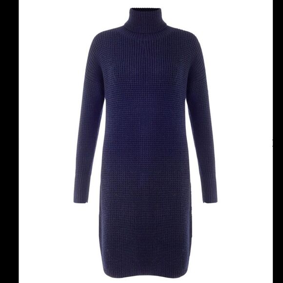 JIGSAW 100% Wool Navy Waffle Knit Sweater Dress M - Picture 4 of 11